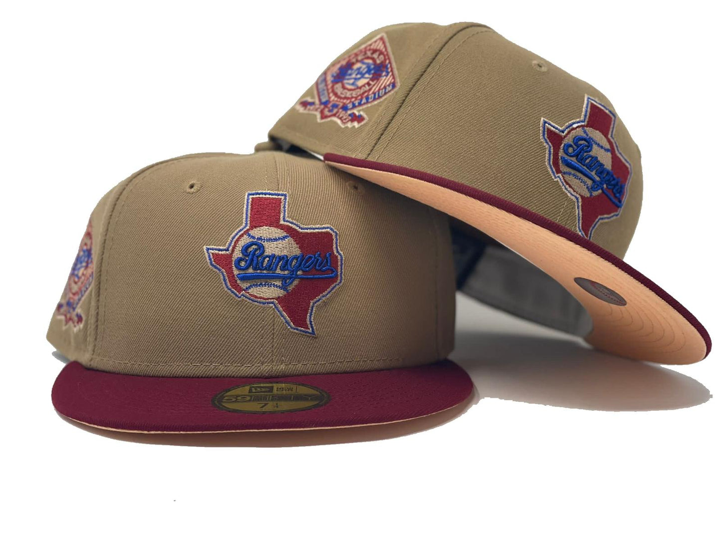 TEXAS RANGERS ARLINGTON STADIUM "ART CANVAS COLLECTION" PEACH BRIM NEW ERA FITTED HAT