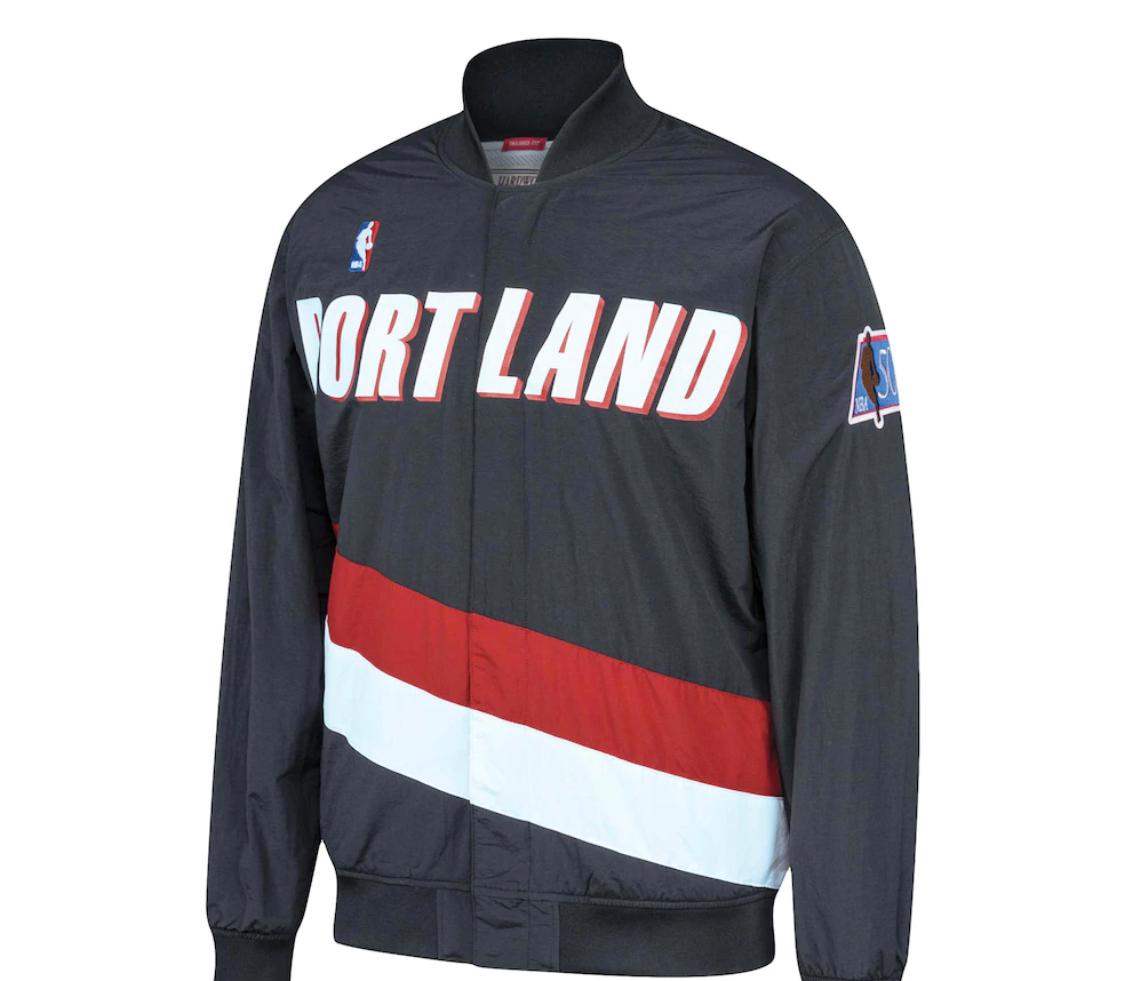 Portland Trail Blazers Mitchell And Ness Black Hardwood Classics Authentic Warm Up Jacket