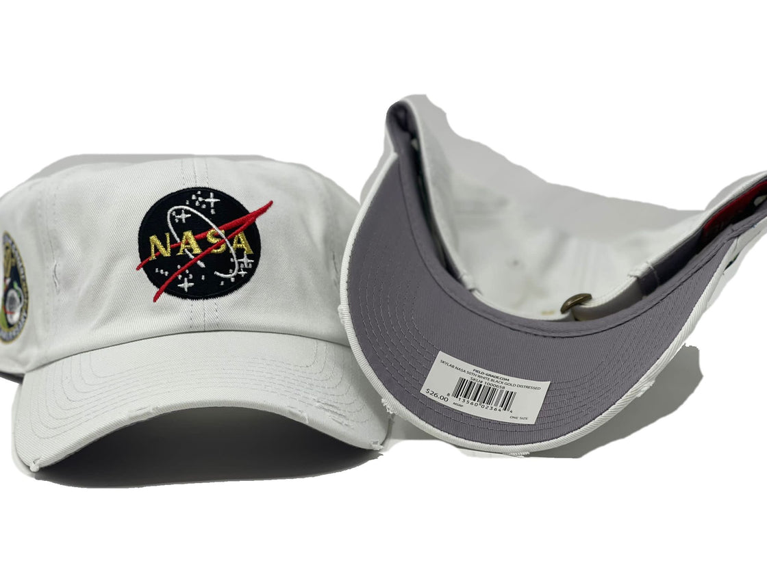 White Nasa Dad Hat 50th Anniversary Side Patch