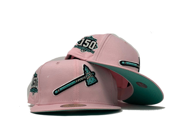 Light Pink Atlanta Braves 150 Anniversary Custom New Era Fitted Hat