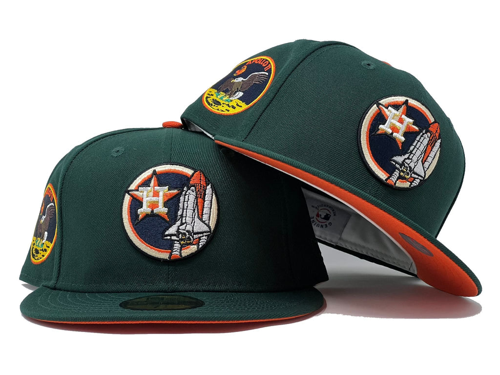 HOUSTON ASTROS APOLLO 11 DARK GREEN ORANGE BRIM NEW ERA FITTED HAT