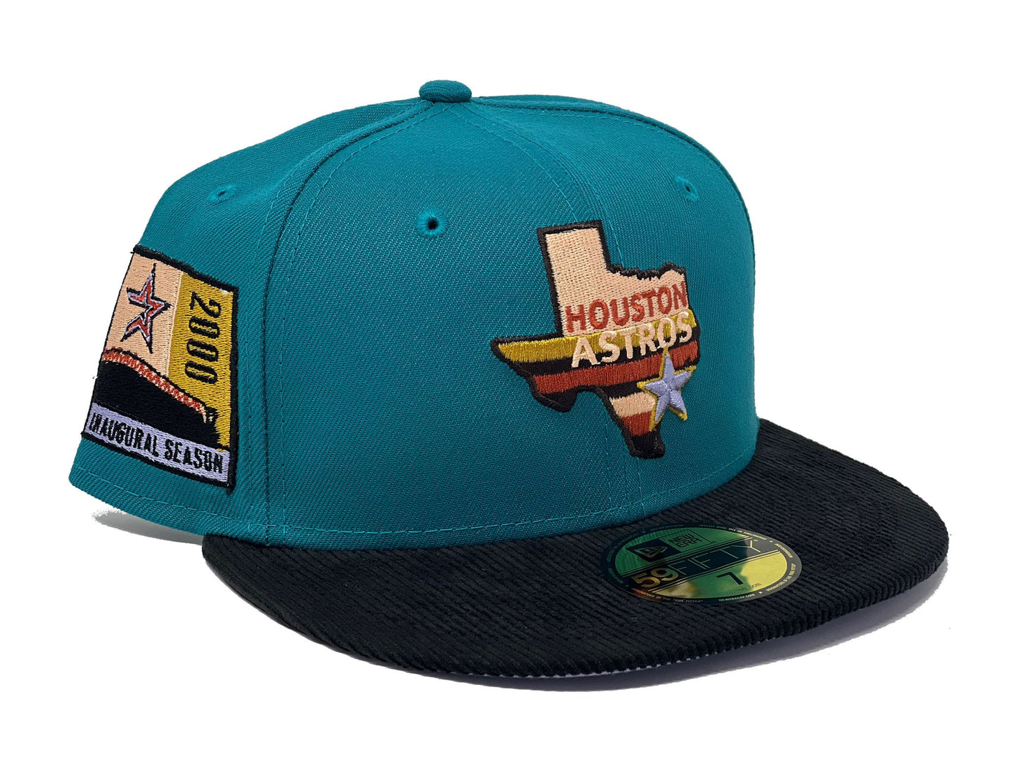 HOUSTON ASTROS 2000 INAUGURAL SEASON CORDUROY VISOR LAVENDER BRIM NEW ERA FITTED HAT