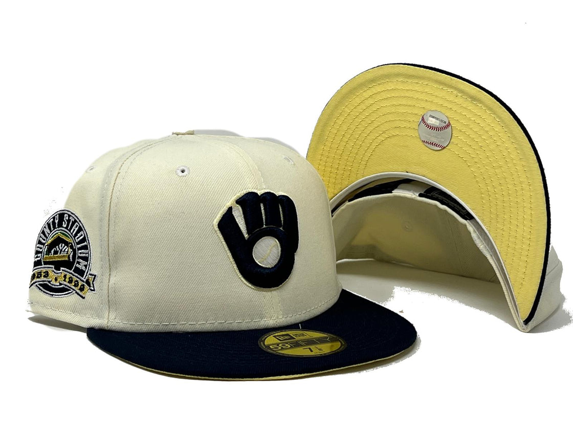 MILWAIKEE BREWERS COUNTRY STADIUM BUTTER POPCORN YELLOW BRIM NEW ERA FITTED HAT