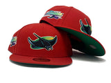 TAMPA BAY DEVIL RAYS 1998 INAUGURAL SEASON RED GREEN BRIM NEW ERA FITTED HAT