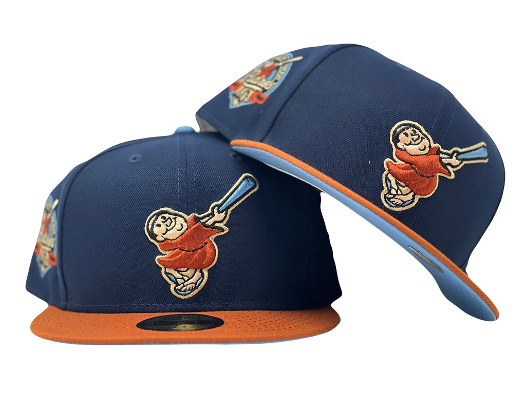 SAN DIEGO PADRES 40TH ANIIVERSARY NAVY RUST ORANGE VISOR SKY BLUE BRIM NEW ERA FITTED HAT