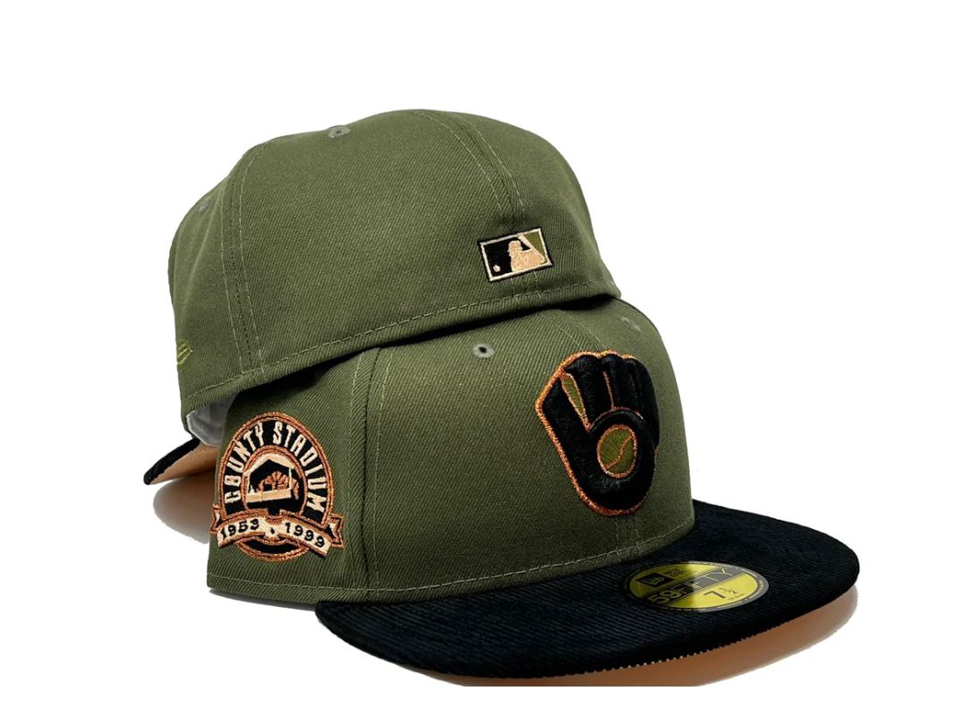Milwaukee Brewers County Stadium  Peach  Brim New era Fitted Hat