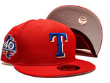 TEXAS RANAGERS 40TH ANNIVERSARY RED GRAY BRIM NEW ERA FITTED HAT