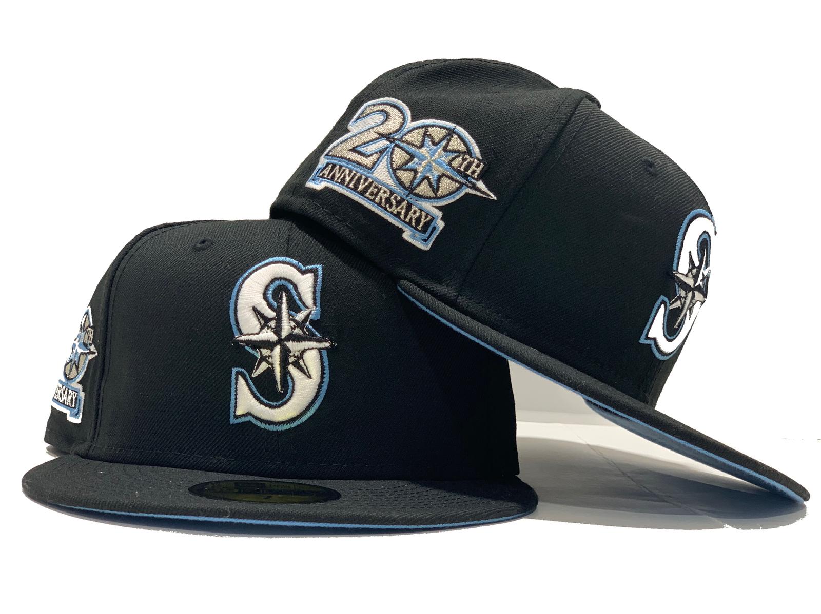 Seattle Mariners 20th Anniversary New Era 59FIFTY Fitted Hat (Purple Black Gray Under BRIM) 7 5/8