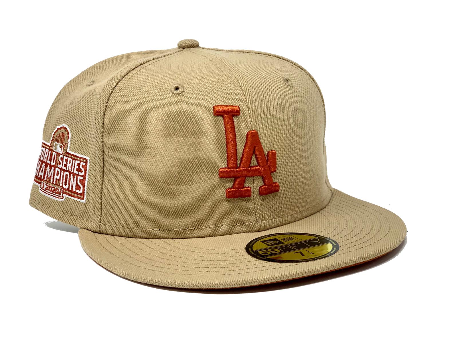 Los Angeles Baseball Hat Soft Yellow Camel Ripstop 2020 World Series Awful New Era 59FIFTY Fitted Soft Yellow | Camel Ripstop | Dark Green Satin /