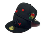 NEW YORK YANKEES 1999 WORLD SERIES  WITH HEART BLACK RED BRIM NEW ERA FITTED HAT