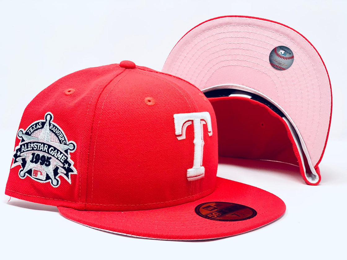 TEXAS RANGERS 1995 ALL STAR GAME  INFRARED PINK BRIM NEW ERA FITTED HAT