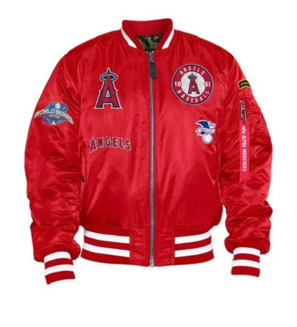 LOS ANGELES ANGELS ALPHA INDUSTRIES MA-1 REVERSIBLE BOMBER JACKET