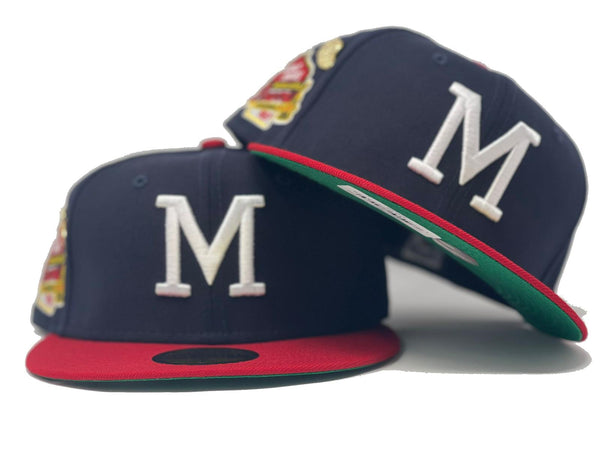 Navy Blue Milwaukee Braves Red Visor Green Bottom 1957 World