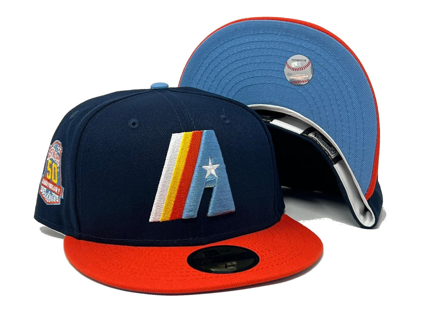 Houston Astros 50th Anniversary Navy Orange Icy Brim New Era Fitted Hat