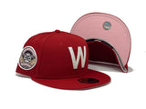 WASHINGTON SEANTORS 1924 WORLD SERIES  "STRAWBERRY REFRESHER" RED PINK BRIM NEW ERA FITTED HAT