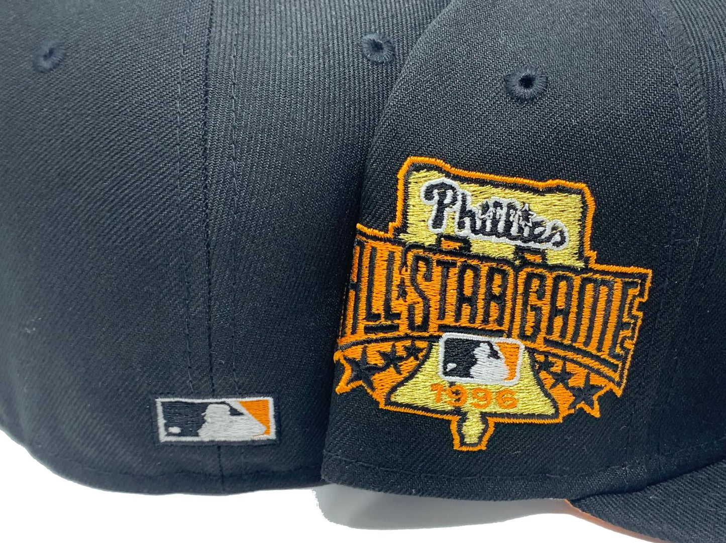 PHILADELPHIA PHILLIES 1996 ALL STAR GAME BLACK ORANGE BRIM NEW ERA FITTED HAT