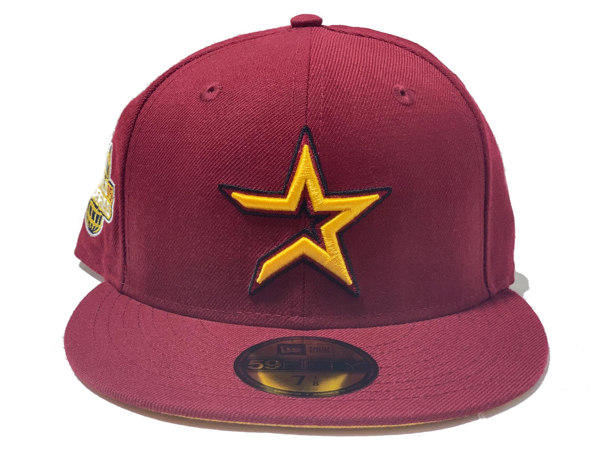 HOUSTON ASTRO 2005 WORLD SERIES BURGUNDY YELLOW BRIM NEW ERA FITTED HA