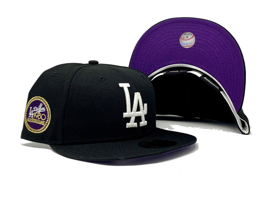 LOS ANGELES DODGERS 1980 ALL STAR GAME BLACK PURPLE BRIM NEW ERA FITTED HAT