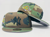 NEW YORK YANKEES 1996 WORLD SERIES WOODLAND CAMO GRAY BRIM NEW ERA FITTED HAT