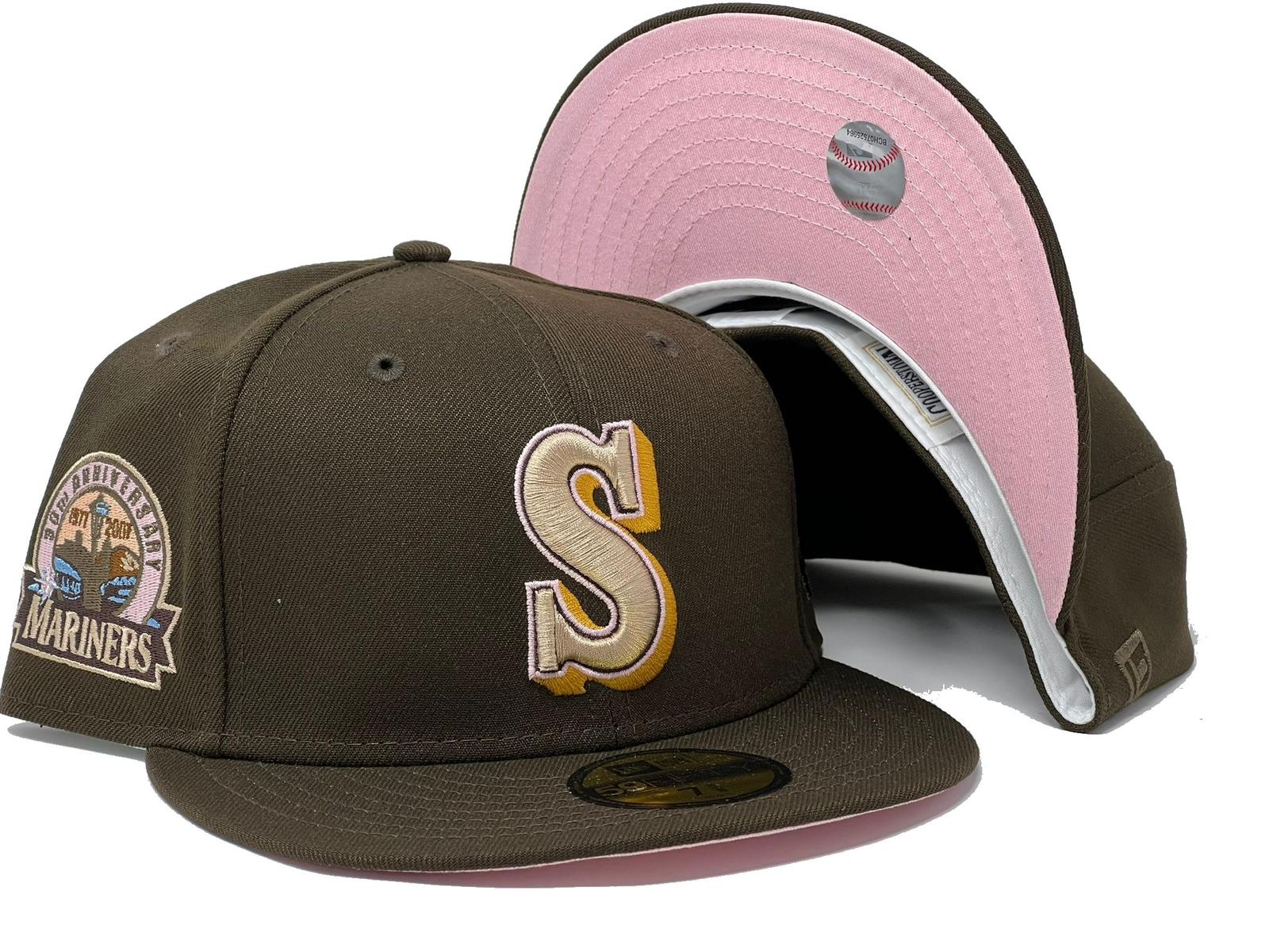 SEATTLE MARINERS 30TH ANNIVERSARY BROWN PINK BRIM NEW ERA FITTED