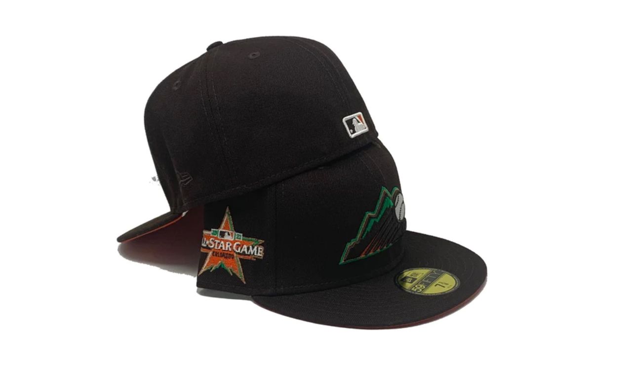 COLORADO ROCKIES 2021 ALL STAR GAME  DEEP BROWN "AUTUMN COLLECTION" ORANGE BRIM NEW ERA FITTED HAT