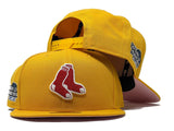 BOSTON RED SOX 2004 WORLD SERIES TAXI YELLOW PINK BRIM NEW ERA SNAPBACK HAT