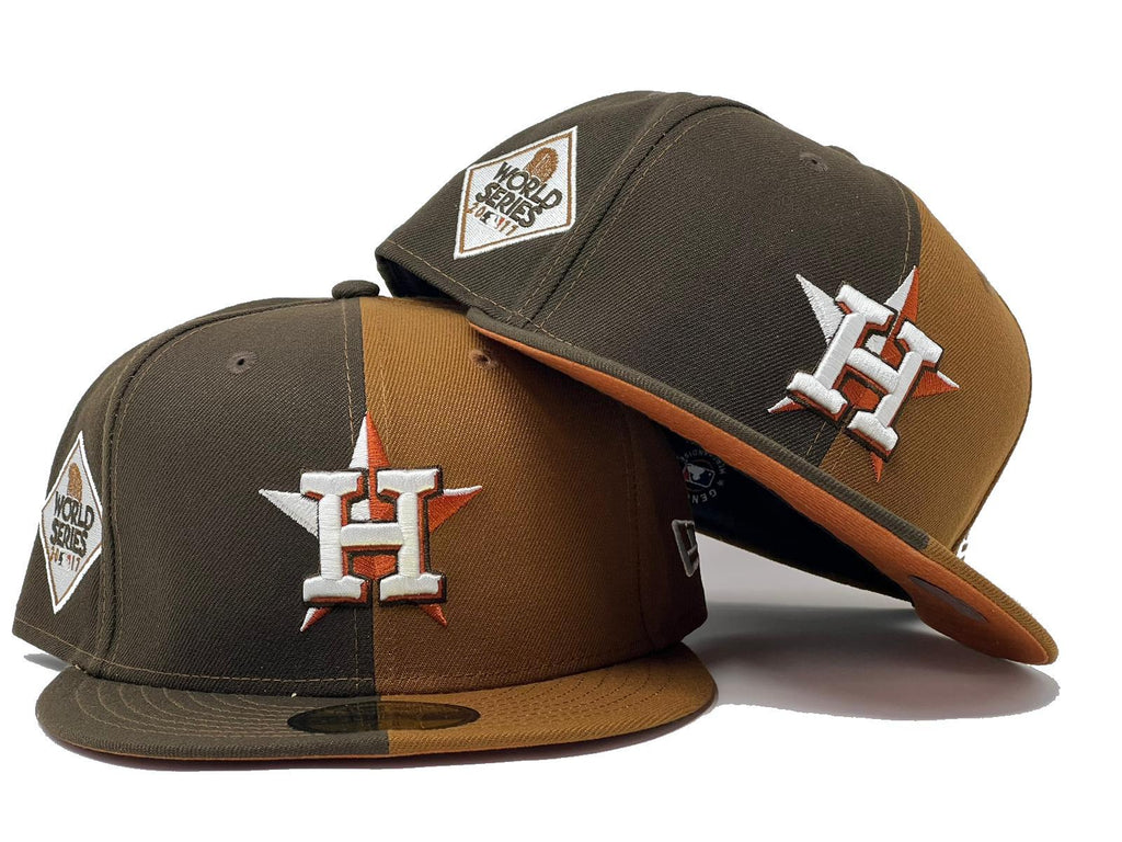 HOUSTON ASTROS 2017 WORLD SERIES SPLIT BROWN LIGHT BRONZE RUST ORANGE BRIM NEW ERA FITTED HAT