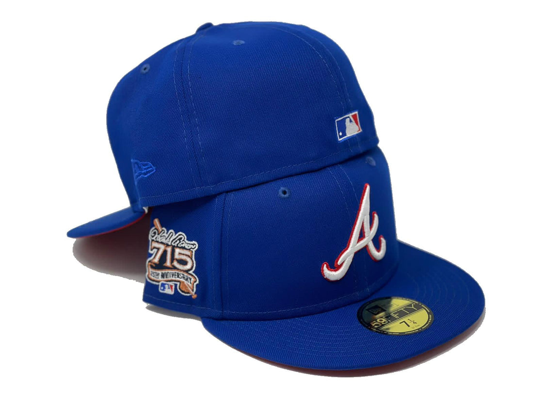 ATLANTA BRAVES HANK AARON'S 715 HOME RUN ROYAL RED BRIM NEW ERA FITTED HAT