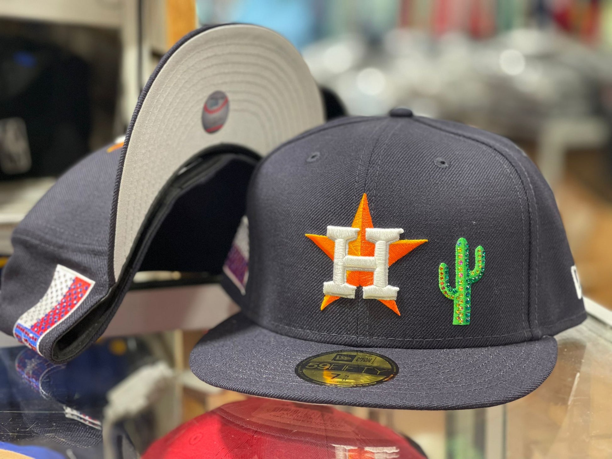 Navy Blue Houston Astros MLB Crystal Icons New Era Fitted Hat