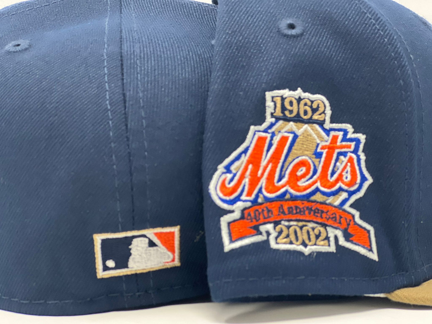NEW YOEK METS 40TH ANNIVERSARY NAVY CAMEL VISOR RED BRIM NEW ERA FITTED HAT