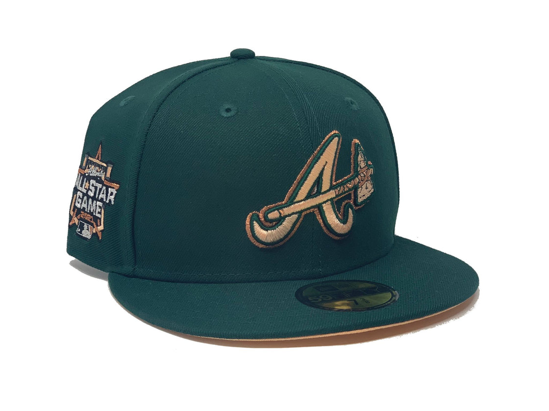 ATLANTA BRAVES 2021 ALL STAR GAME DARK GREEN PEACH UNDER VISOR NEW ERA FITTED HAT