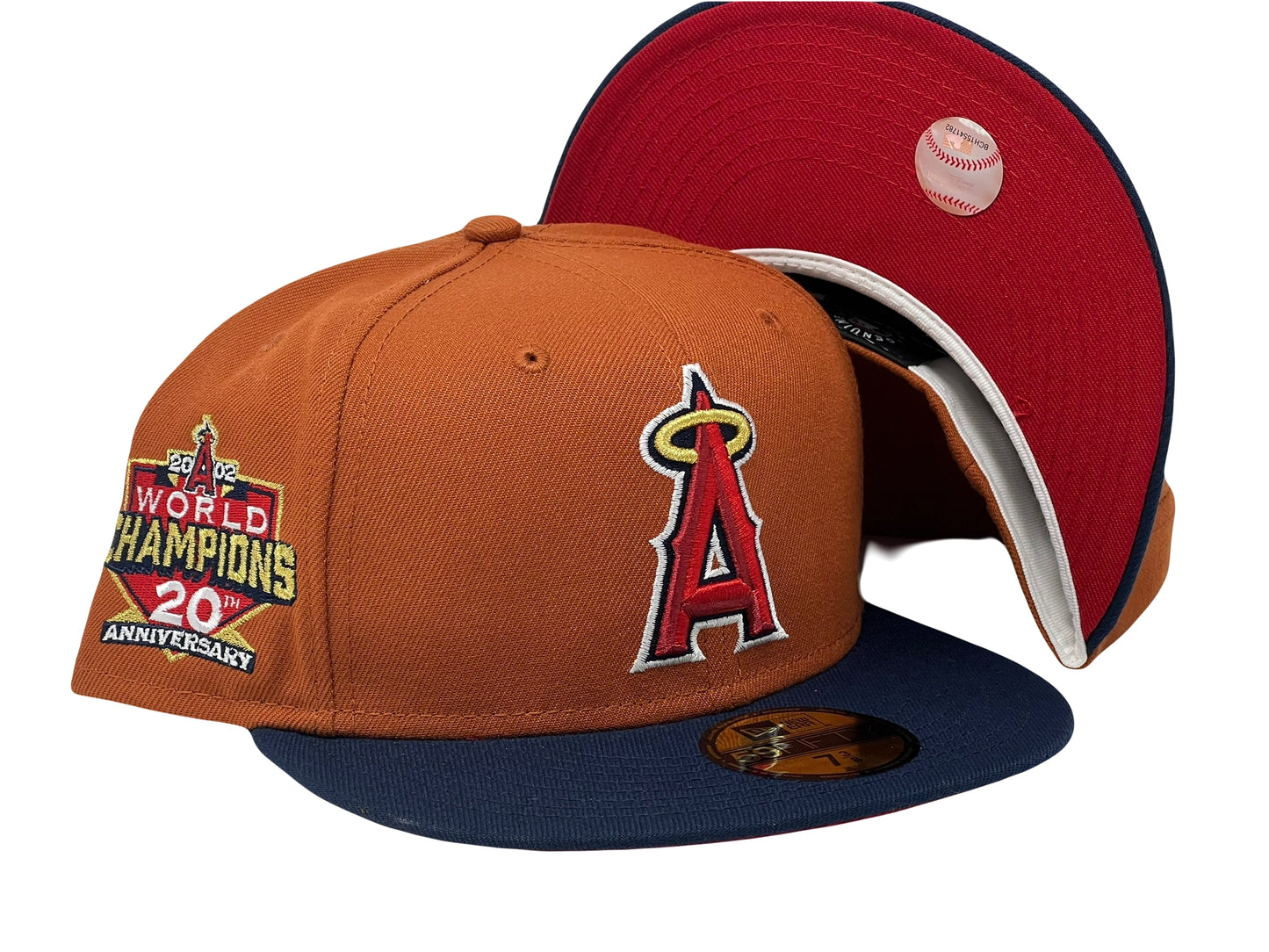 Los Angeles Angels 2002 World Champions Rust Orange Navy Visor Red Brim New Era Fitted Hat