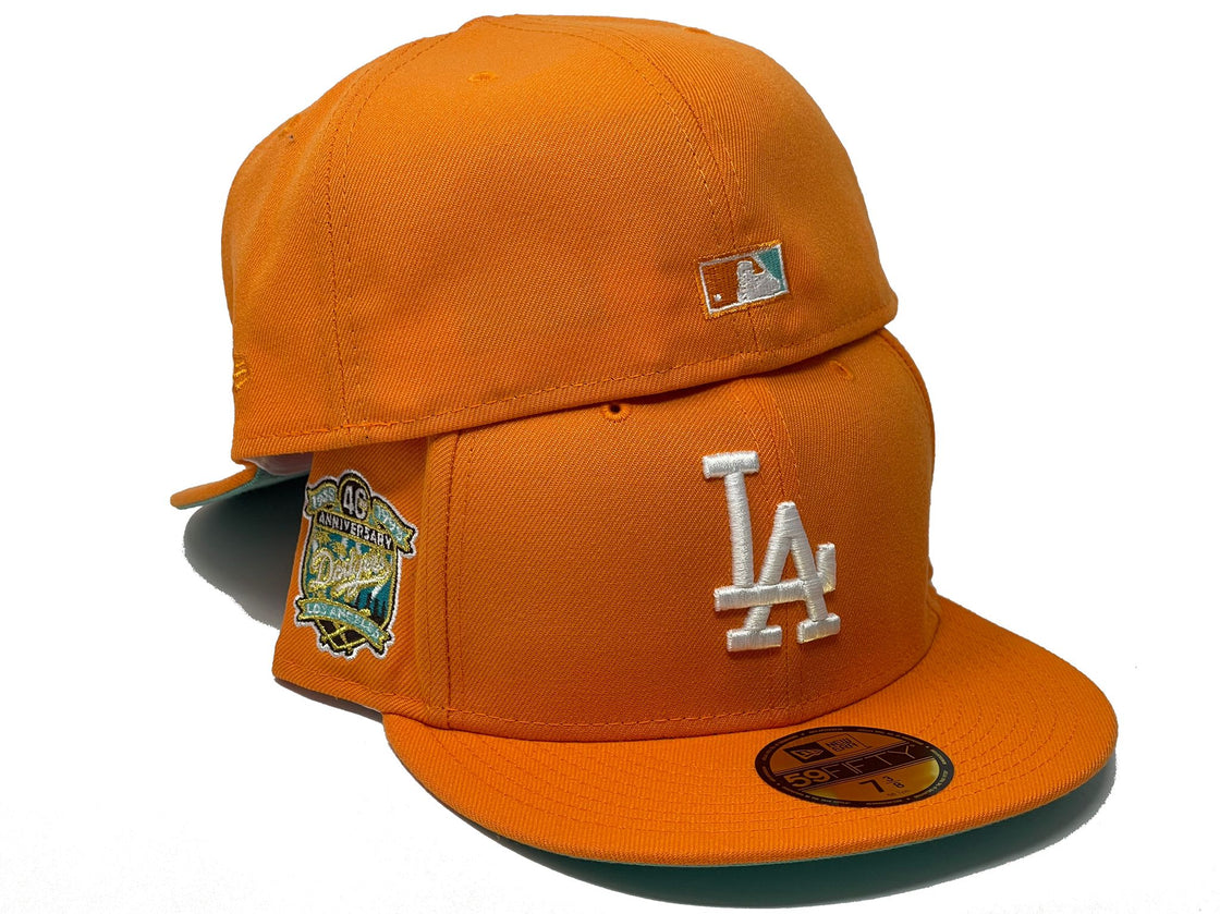 LOS ANGELES DODGERS 40TH ANNIVERSARY TANGO ORANGE CLEAR MINT BRIM NEW ERA FITTED HAT