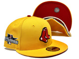 BOSTON RED SOX 2013 WORLD SERIES CHAMPIONSHIP TAXI YELLOW RED BRIM NEW ERA 59 FIFTY FITTED HAT