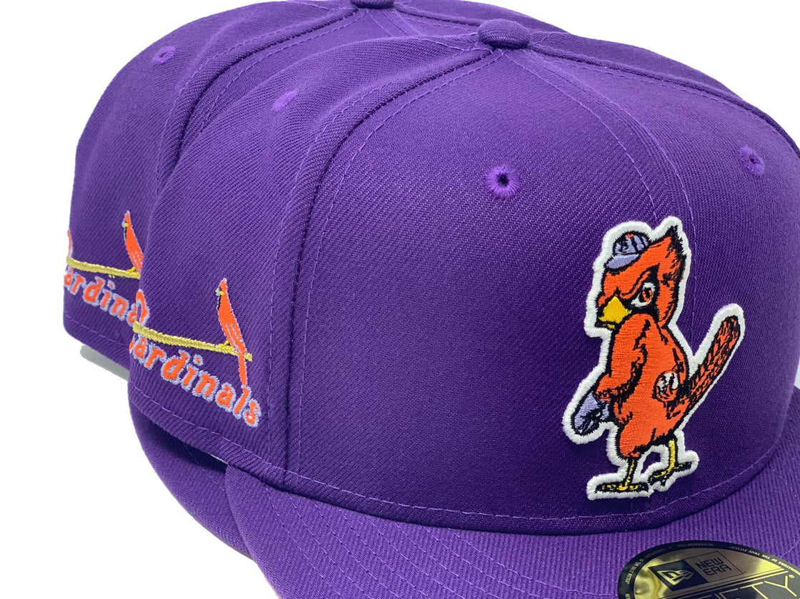 ST. LOUIS CARDINALS DEEP PURPLE ORANGE BRIM NEW ERA FITTED HAT