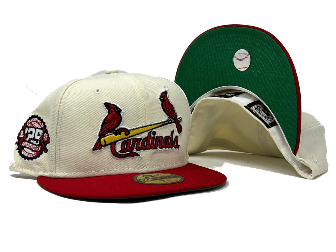 ST. LOUIS CARDINALS 129TH ANNIVERSARY GREEN BRIM NEW ERA FITTED HAT
