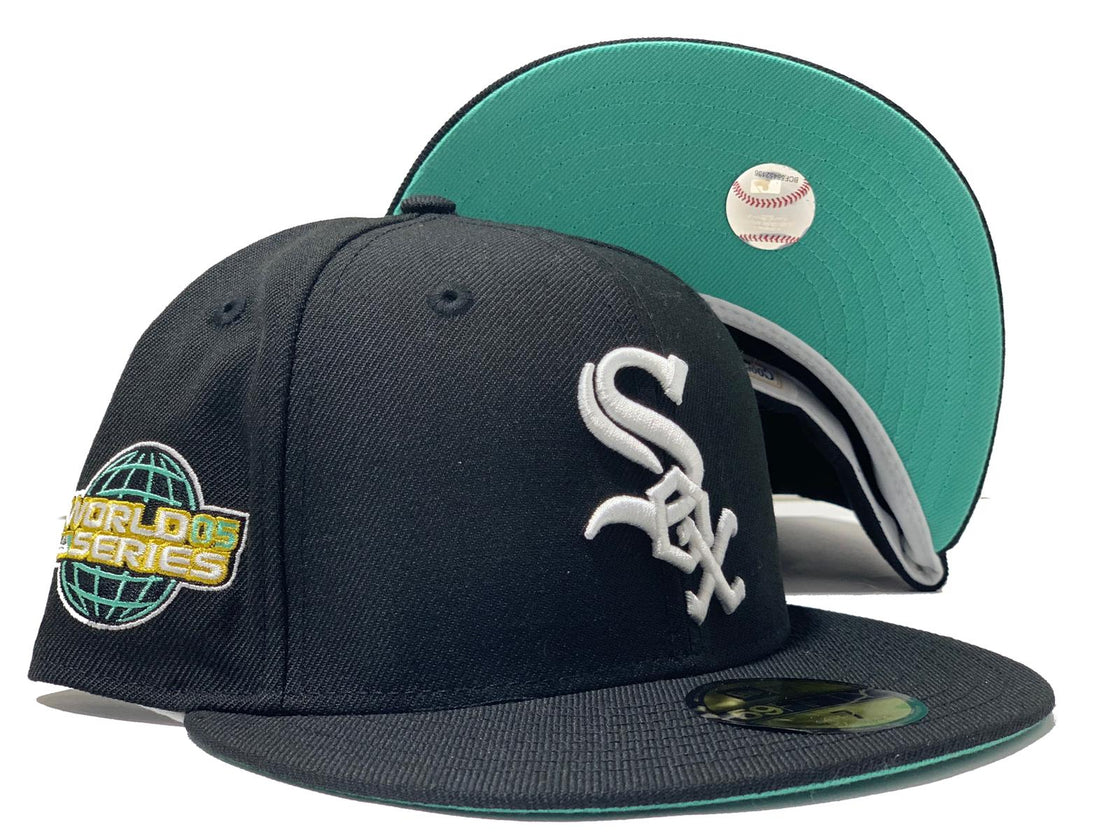 CHICAGO WHITE SOX 2005 WORLS SERIES BLACK MINT GREEN BRIM NEW ERA FITTED