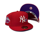 NEW YORK YANKEES 1999 WORLD SERIES RED PURPLE BRIM NEW ERA FITTED HAT
