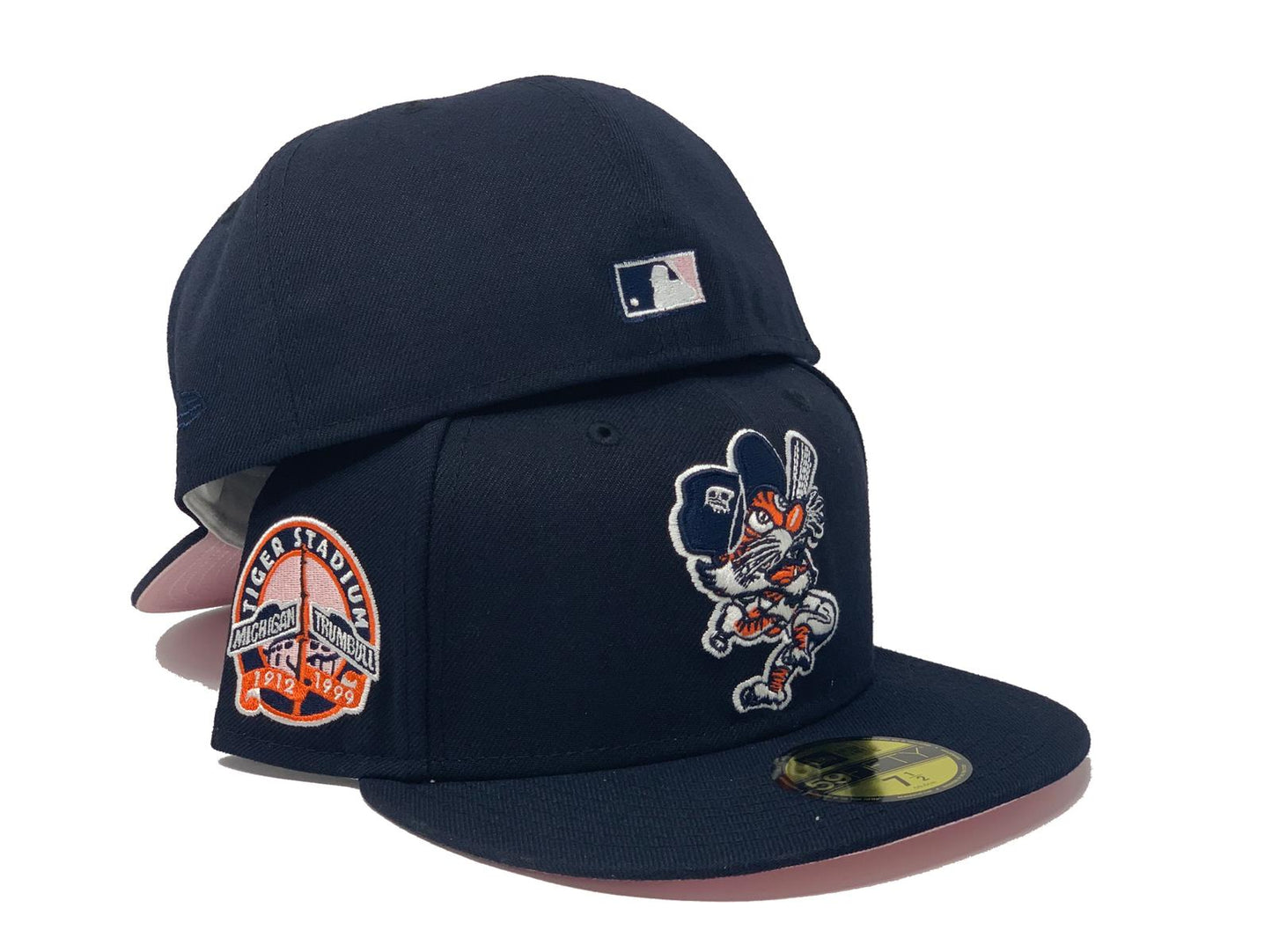DETROIT TIGERS NAVY BLUE PINK BRIM NEW ERA FITTED HAT