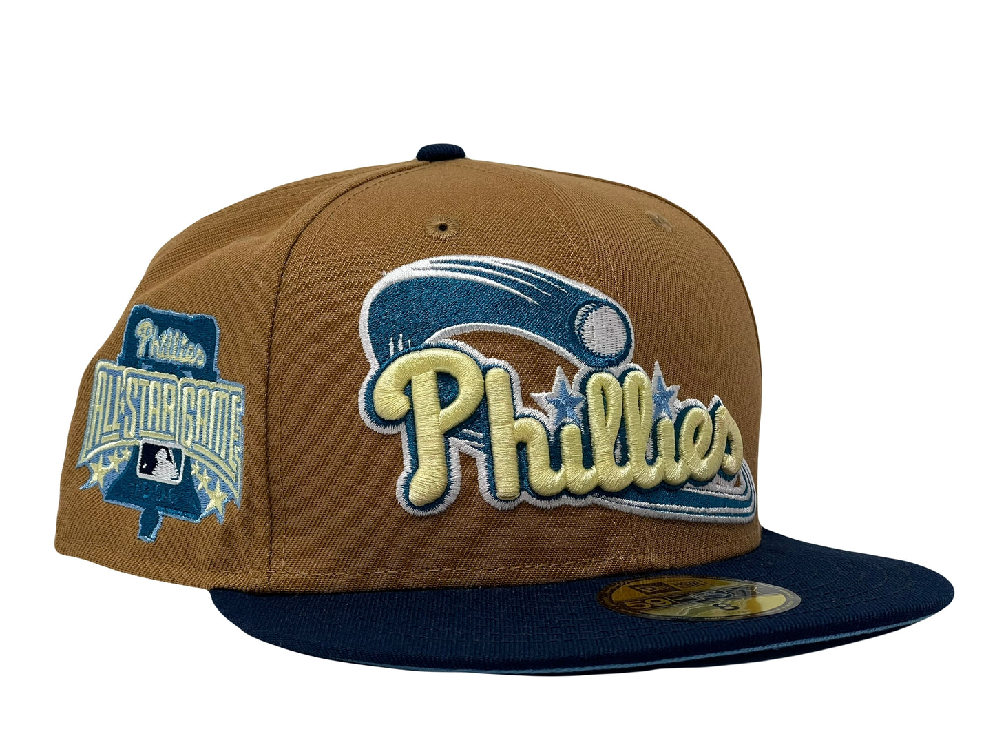 Philadelphia Phillies 1996 All Star Game Light Bronze Navy Visor Icy Brim New Era Fitted Hat