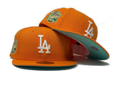 LOS ANGELES DODGERS 40TH ANNIVERSARY TANGO ORANGE CLEAR MINT BRIM NEW ERA FITTED HAT