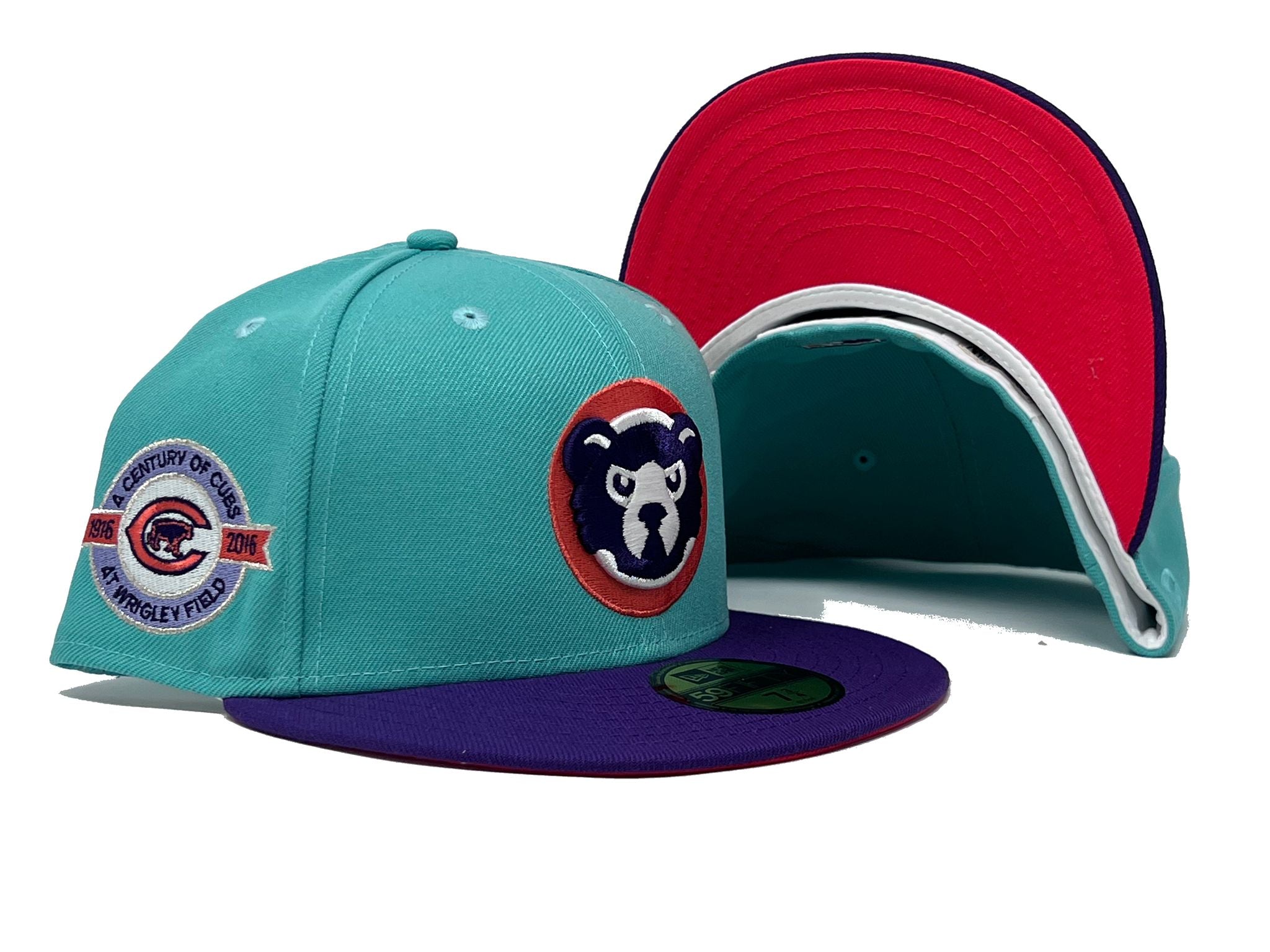 CHICAGO CUBS 100TH ANNIVERSARY LAVA RED BRIM NEW ERA FITTED HAT