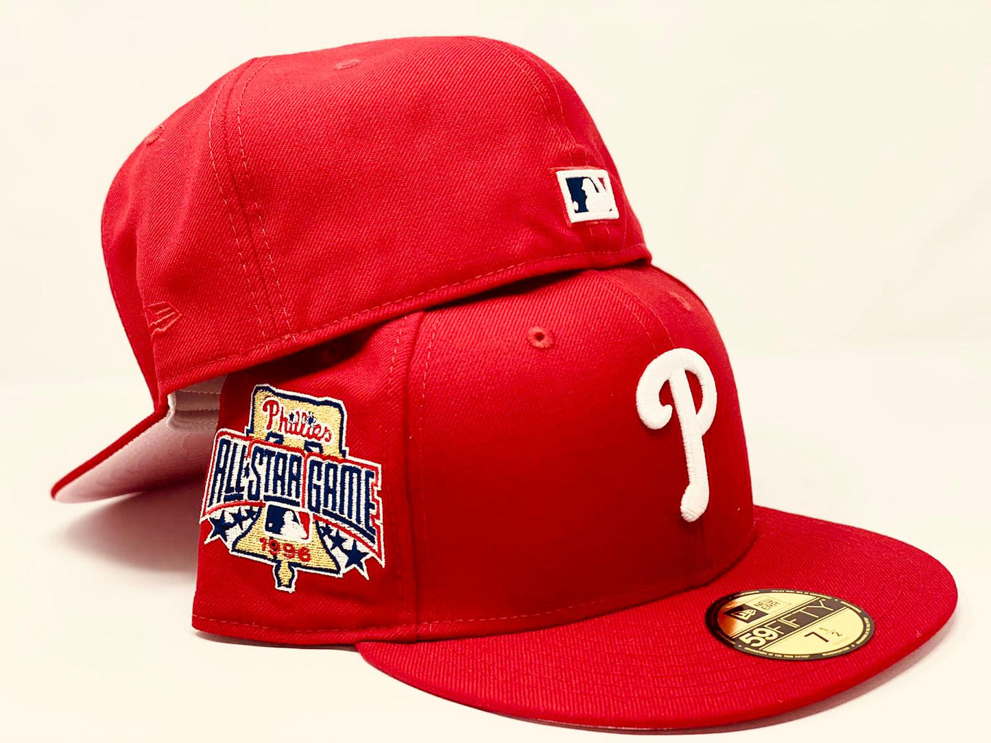 PHILADESLPHIA PHILLIES 1996 ALL STAR GAME RED PINK BRIM NEW ERA FITTED HAT