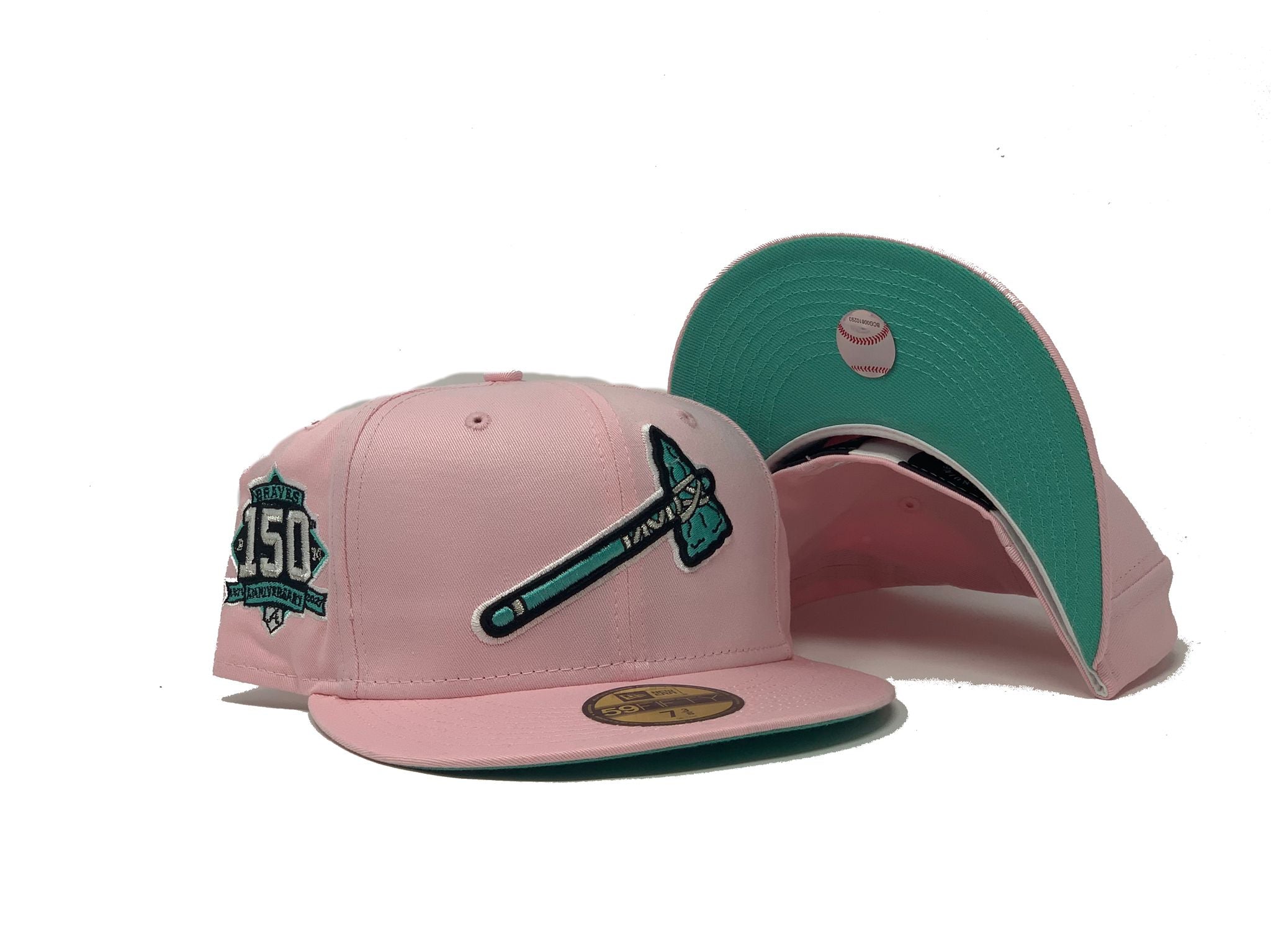 KTZ White, Pink Atlanta Braves Chrome Rogue 59fifty Fitted Hat for Men
