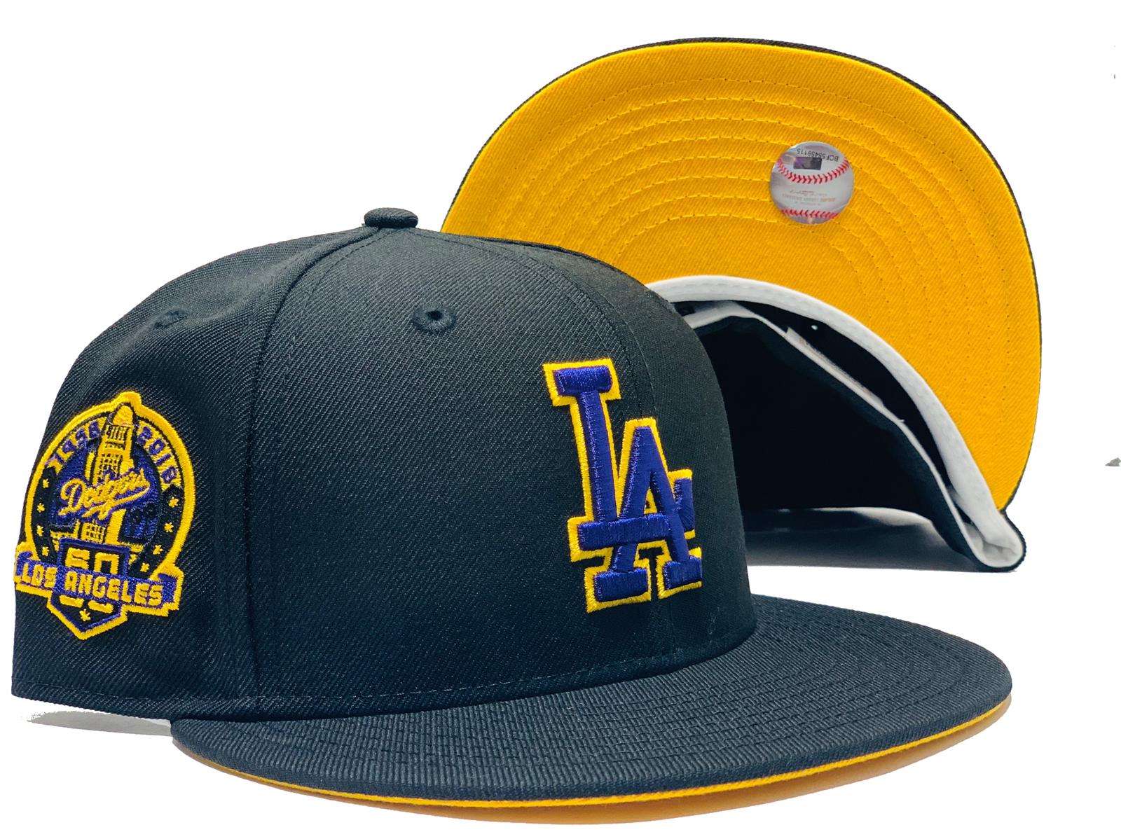 LOS ANGELES DODGERS 60TH SEASON YELLOW BRIM NEW ERA FITTED HAT
