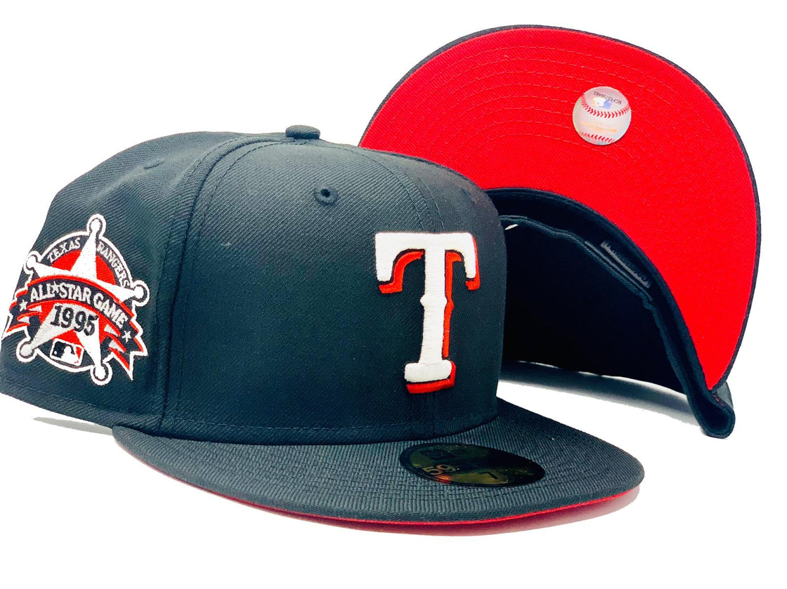 TEXAS RANGERS 1995 ALL STAR GAME BLACK RED BRIM NEW ERA FITTED HAT