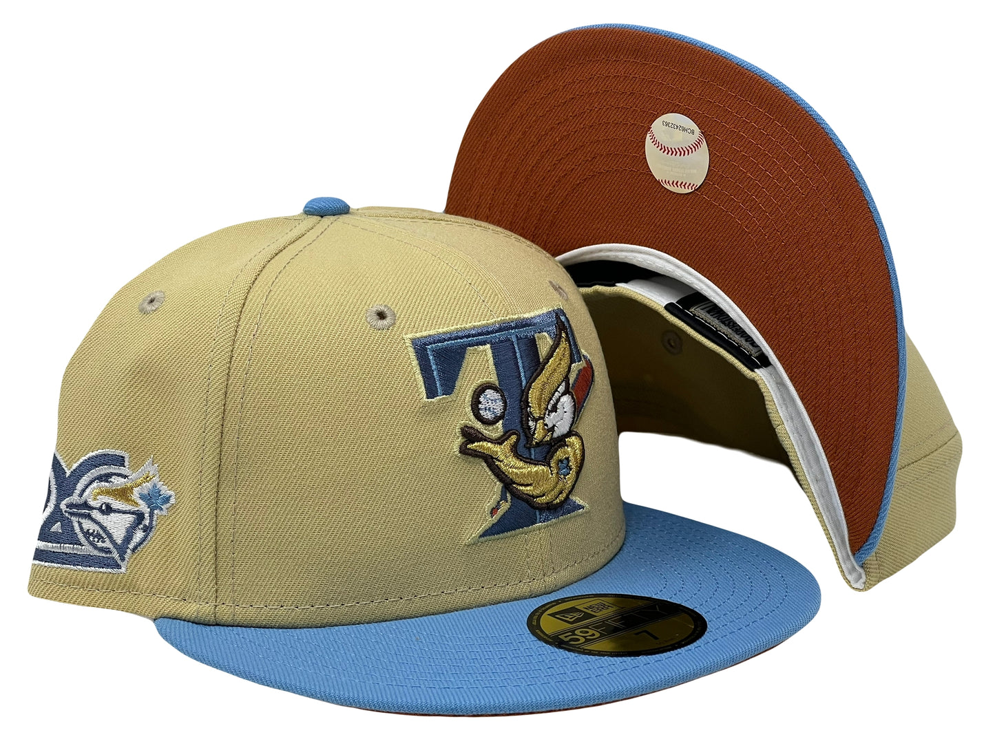 TORONTO BLUE JAYS 20TH ANNIVERSARY "SUNRISE GRADIENT 2" PACK RUST ORANGE BRIM NEW ERA FITTED HAT
