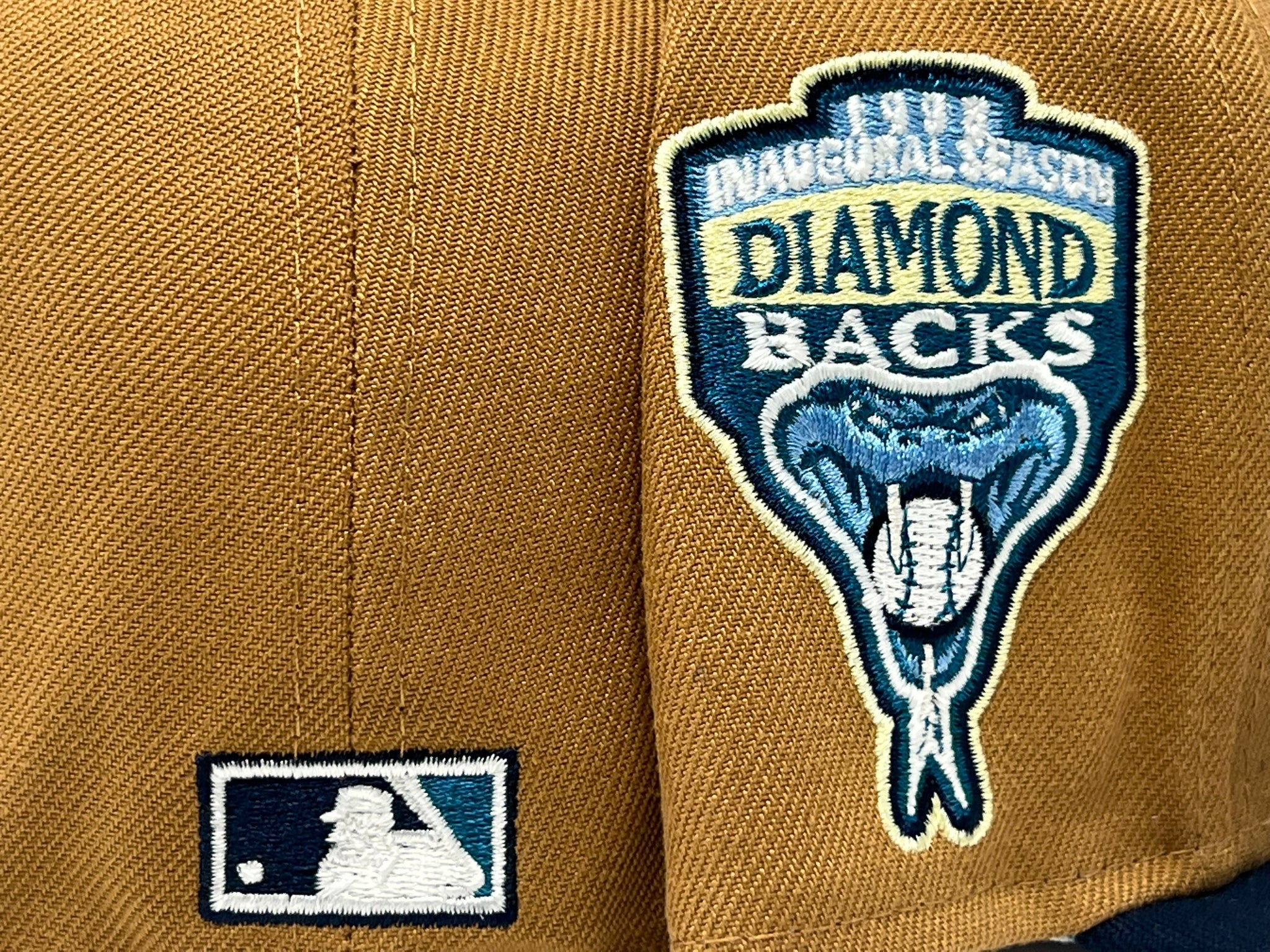 Tan Arizona Diamondbacks Brown Visor Sea Blue Bottom 1998 Inaugural Season Side Patch New Era 59FIFTY Fitted 73/8