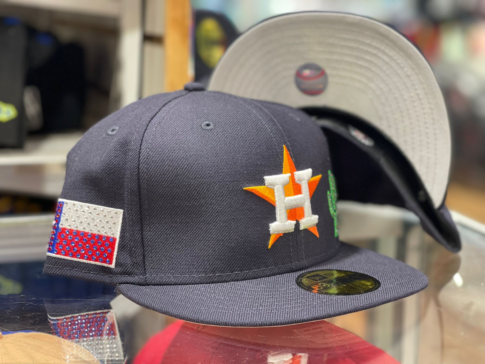 Navy Blue Houston Astros MLB Crystal Icons New Era Fitted Hat
