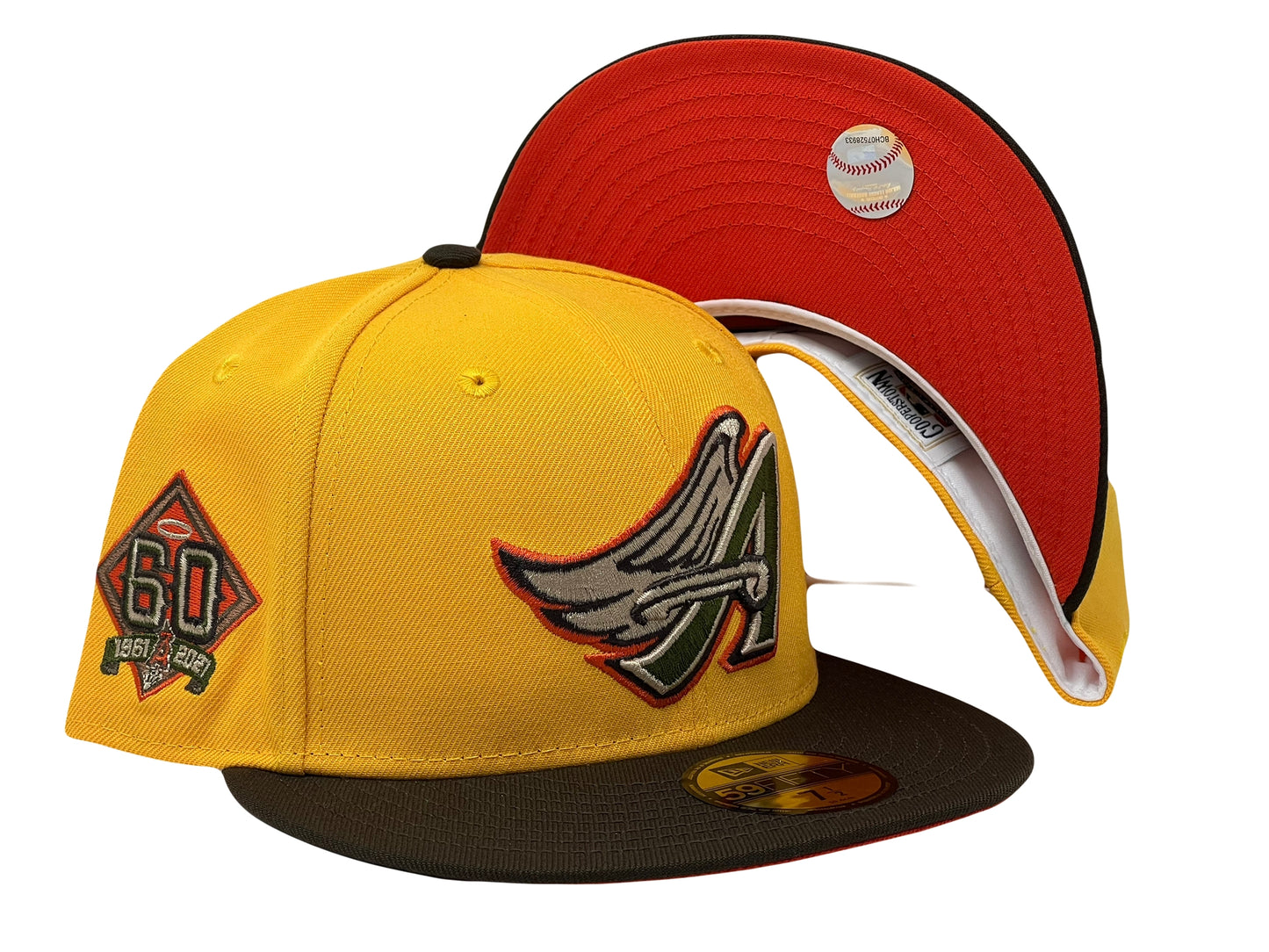 Los Angeles Angels 60th Anniversary Taxi Yellow Brown Visor Orange Brim New Era Fitted Hat